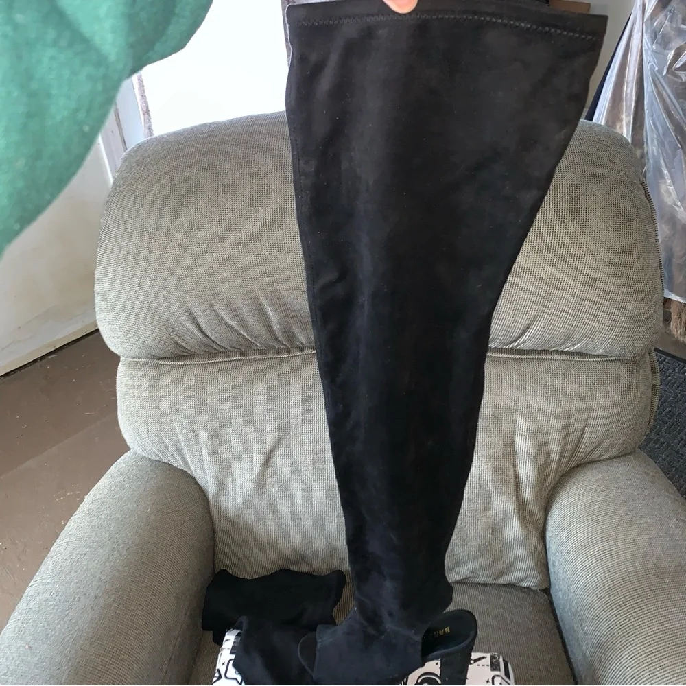Women’s 8 BAMBOO LIMELIGHTS Black Faux Suede High Over the Knee Sandal Boots NEW